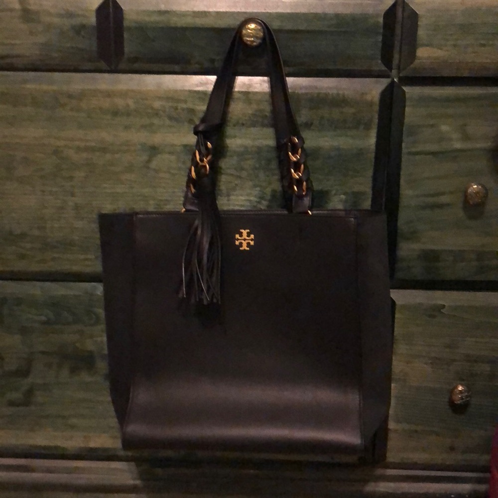 Tory Burch smooth leather and suede tote